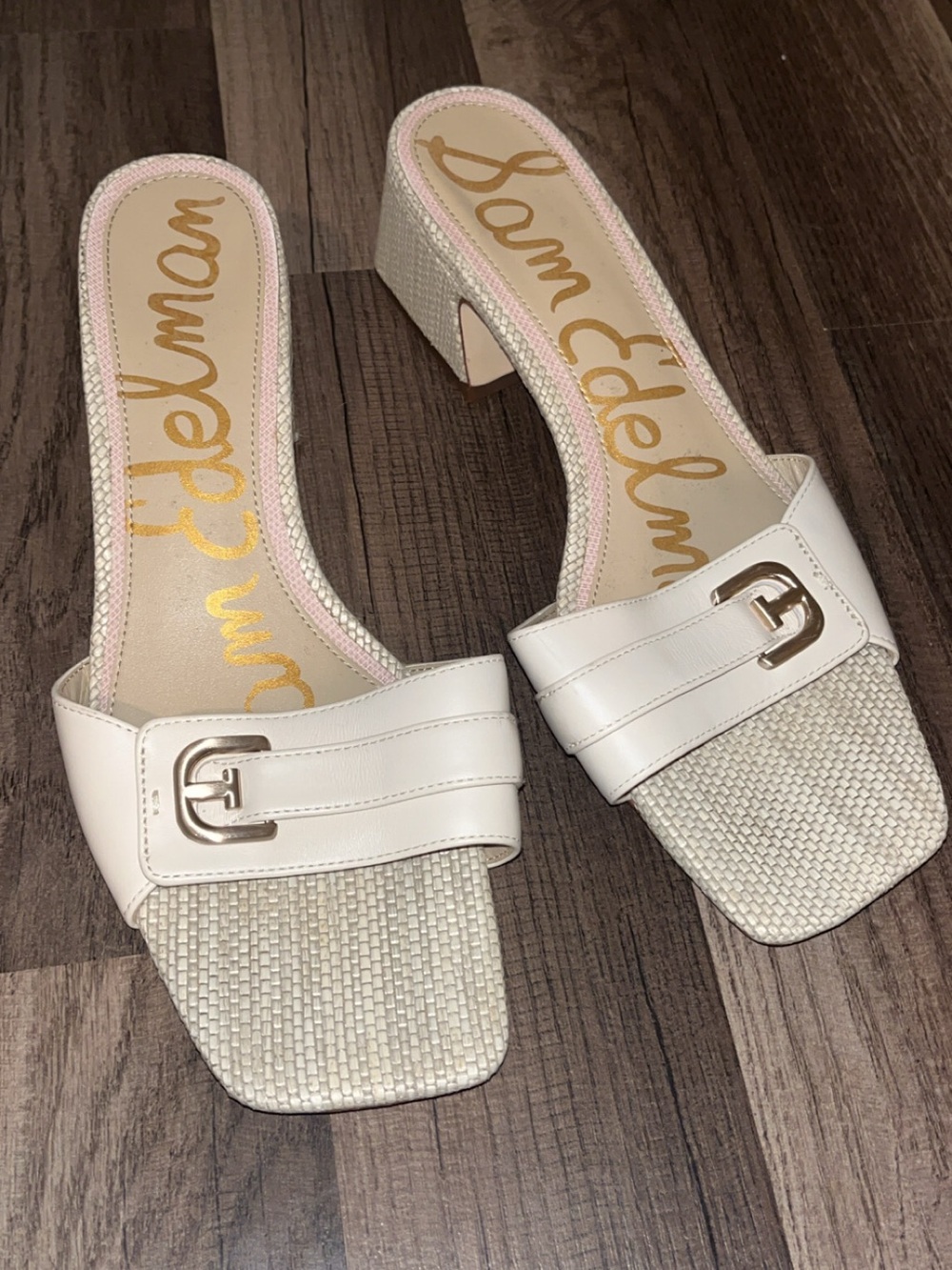 Sam Edelman Wilma Sandals heels shoe size 11 cream tan with buckle